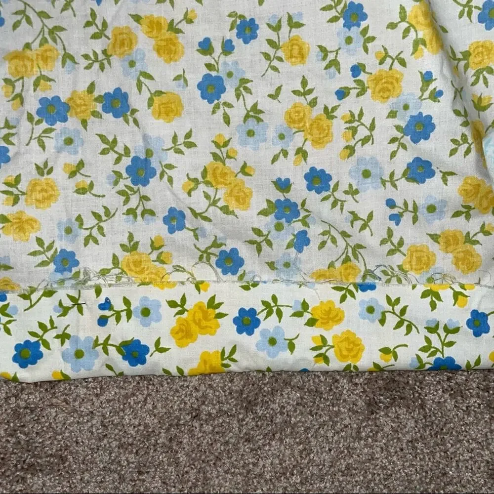 70s floral bedding set blue/yellow